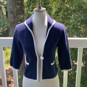 Lilly Pulitzer Navy + White Trim Cardigan Sweater Small